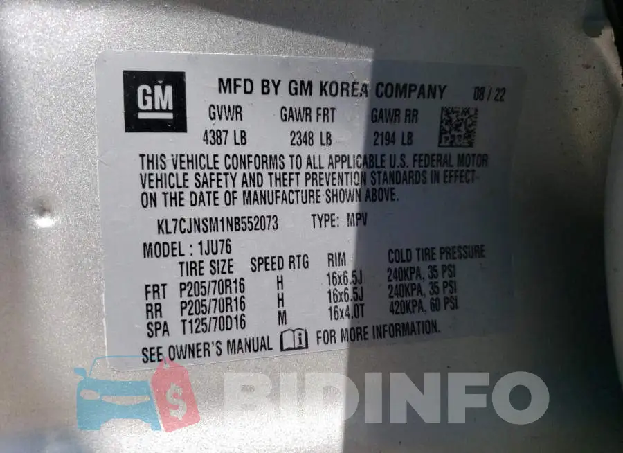 KL7CJNSM1NB552073 Photo# 13