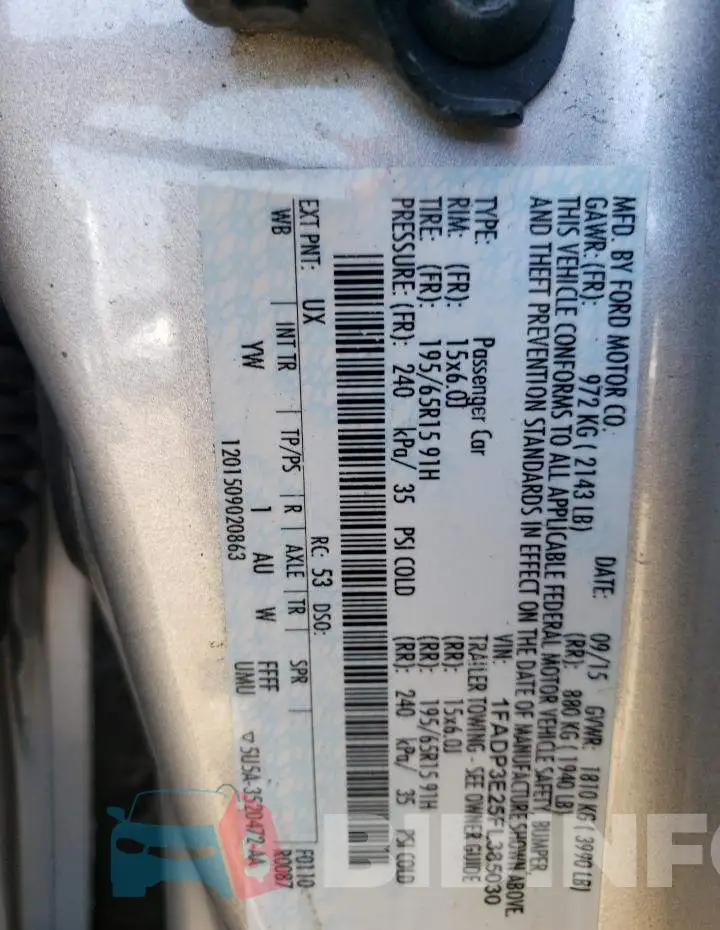 1FADP3E25FL385030 Photo# 12