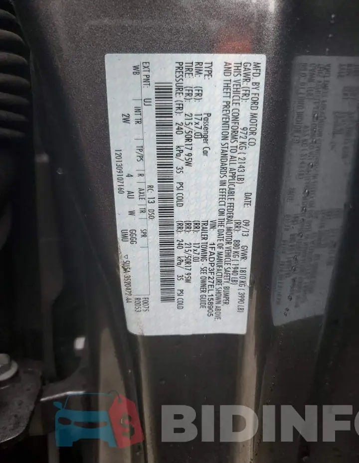 1FADP3F27EL158905 Photo# 13