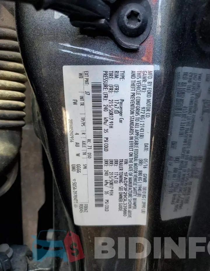 1FADP3F29GL339880 Photo# 13