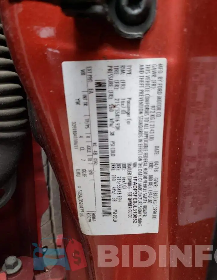 1FADP3FE0JL310852 Photo# 12
