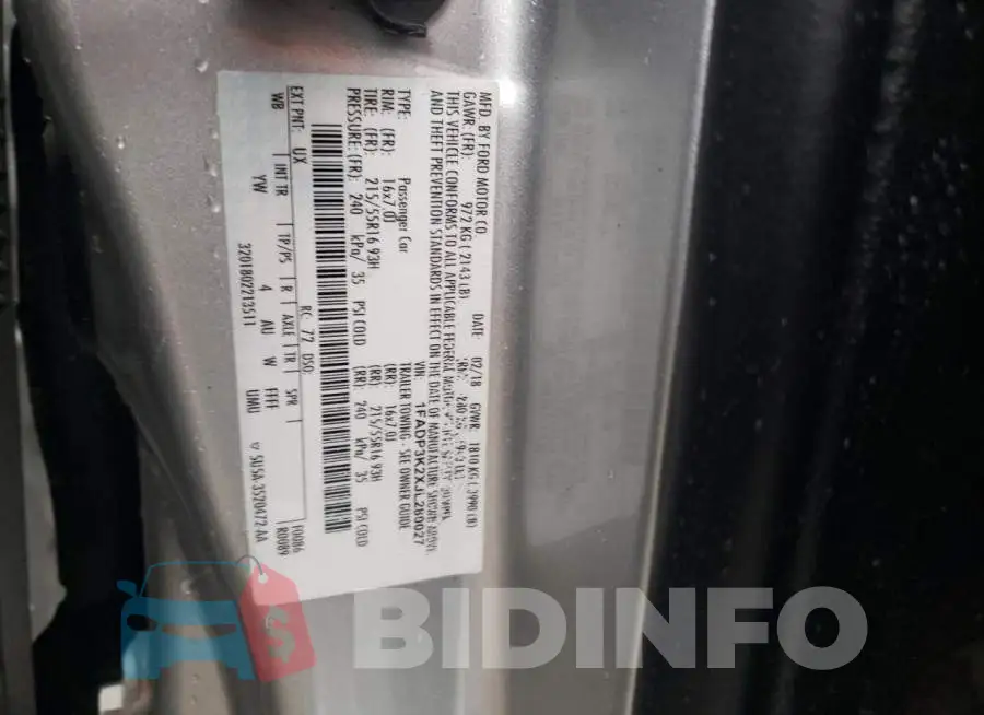 1FADP3K2XJL280027 Photo# 12