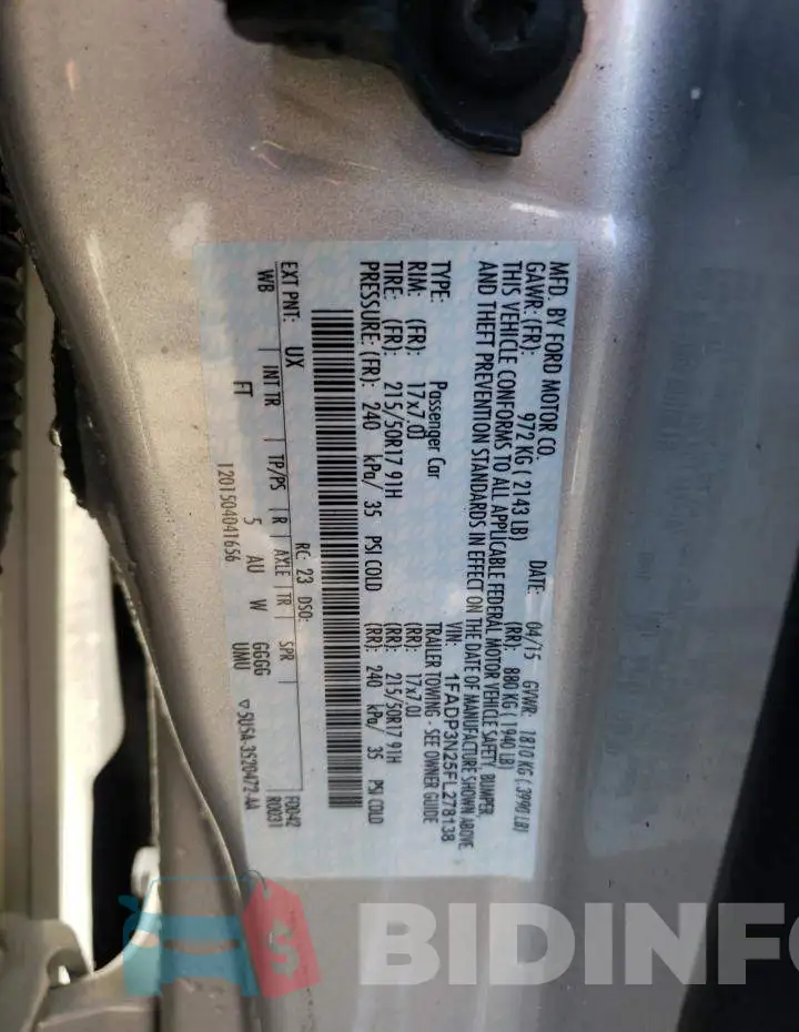 1FADP3N25FL278138 Photo# 13