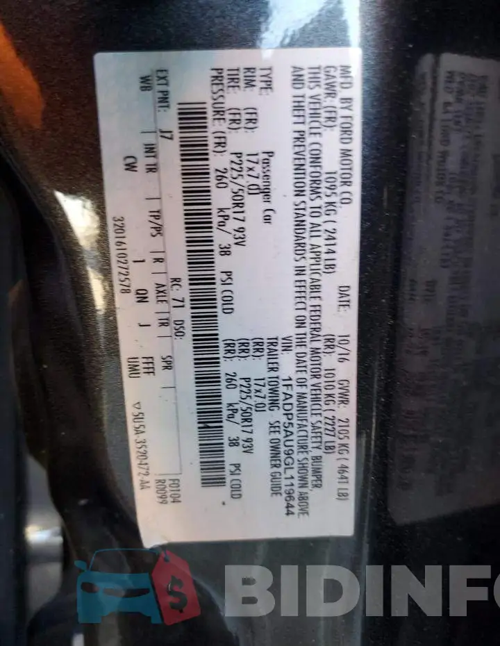 1FADP5AU9GL119644 Photo# 12
