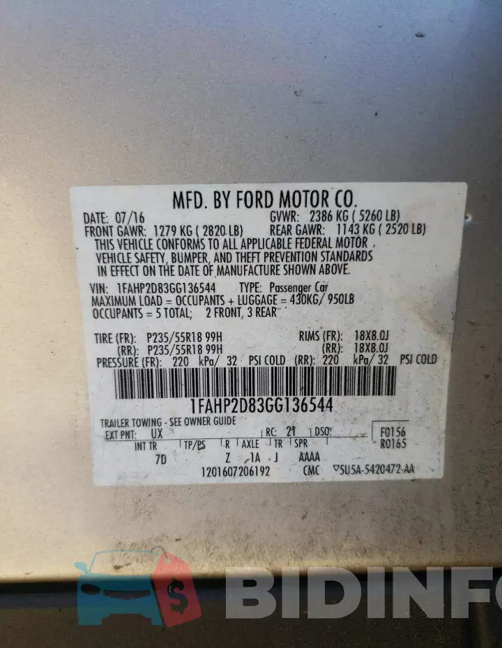 1FAHP2D83GG136544 Photo# 13