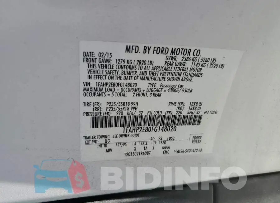 1FAHP2E80FG148020 Photo# 12