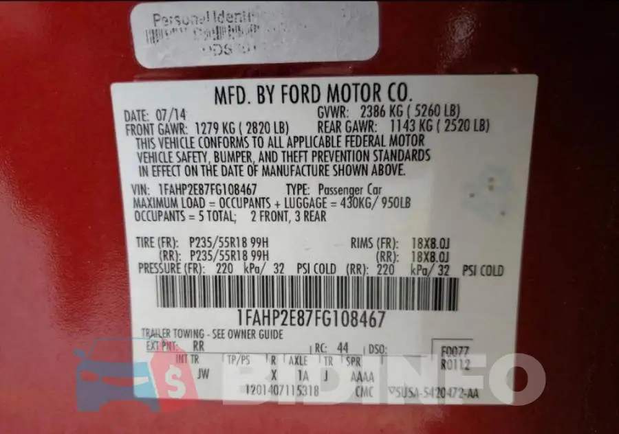 1FAHP2E87FG108467 Photo# 10