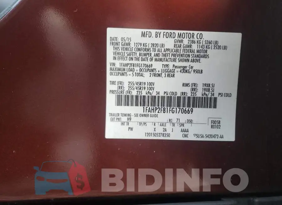 1FAHP2F81FG170669 Photo# 13
