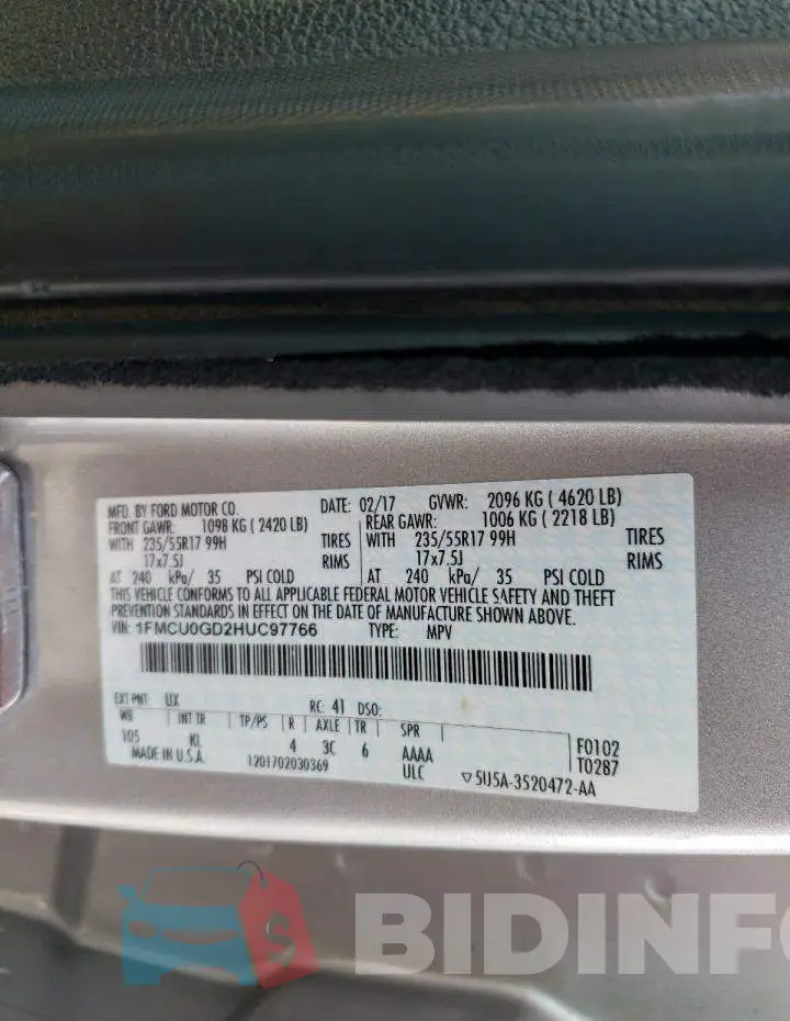 1FMCU0GD2HUC97766 Photo# 13