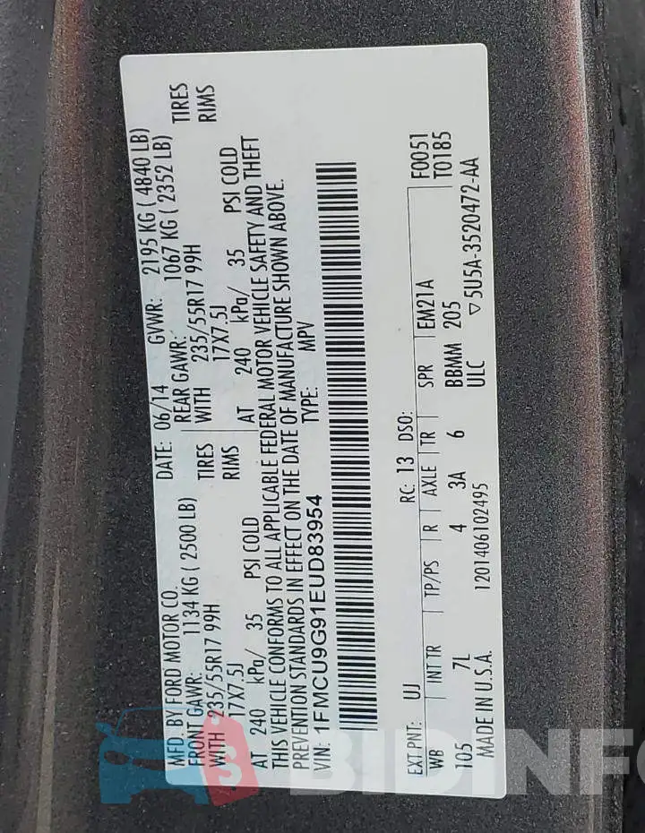 1FMCU9G91EUD83954 Photo# 13