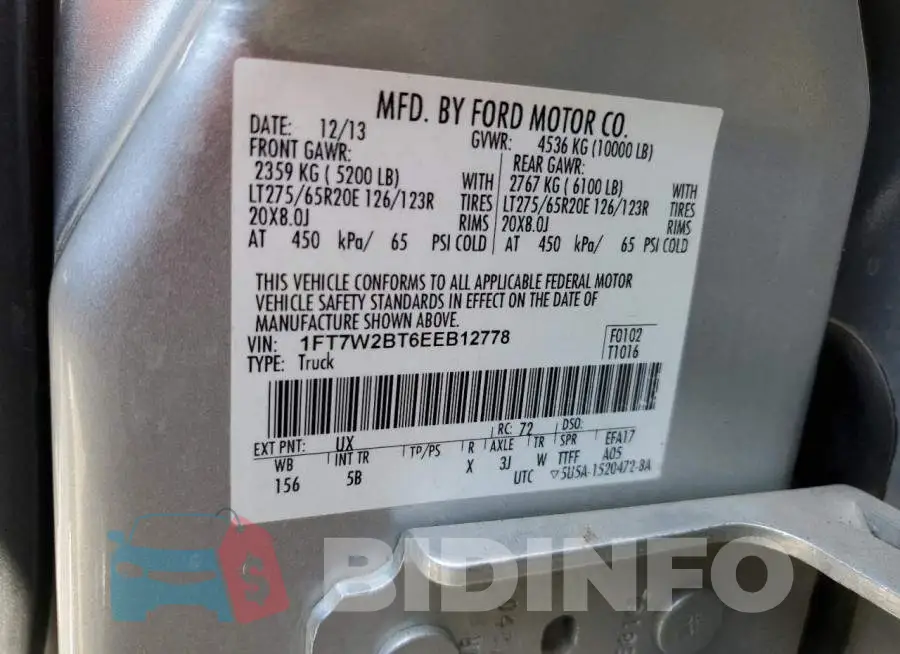 1FT7W2BT6EEB12778 Photo# 12