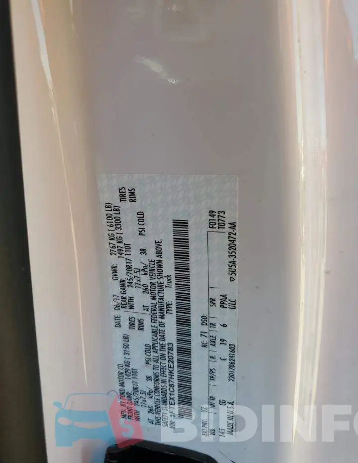 1FTEX1C87HKE20783 Photo# 12