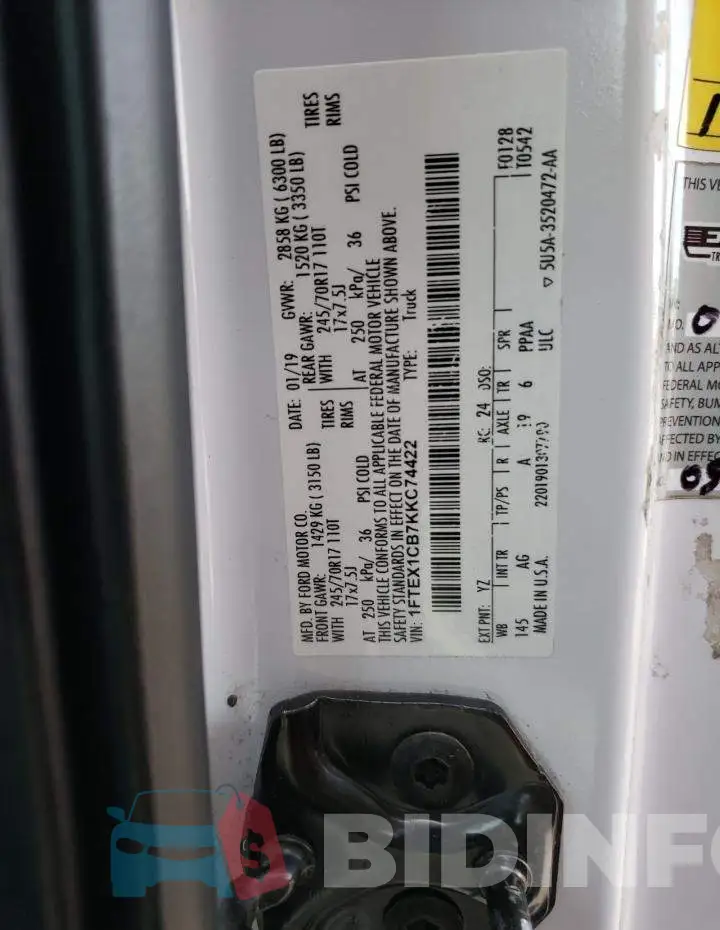 1FTEX1CB7KKC74422 Photo# 12