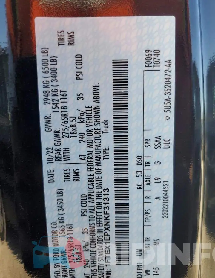 1FTEX1EPXNKF31313 Photo# 12