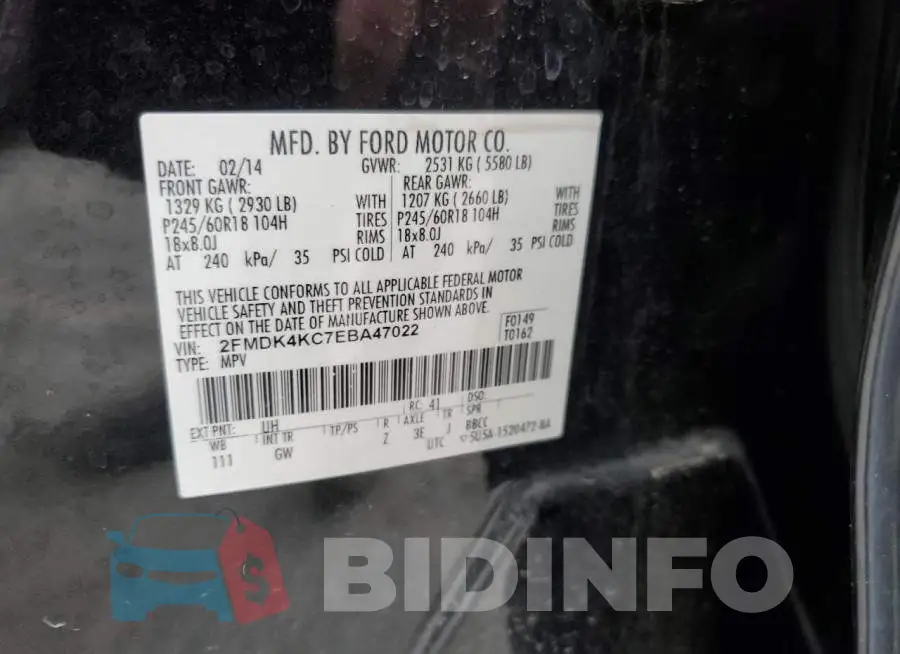 2FMDK4KC7EBA47022 Photo# 13