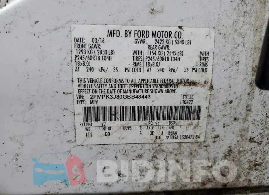 2FMPK3J80GBB48443 Photo# 13
