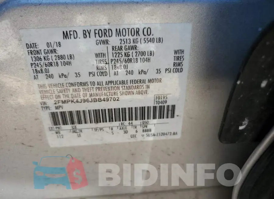 2FMPK4J96JBB49702 Photo# 12
