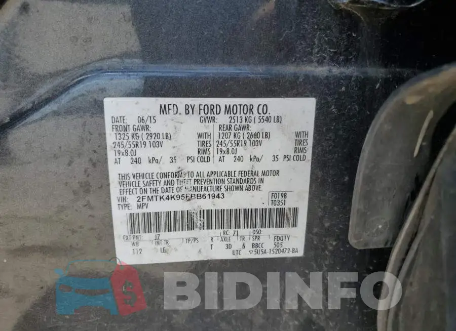 2FMTK4K95FBB61943 Photo# 13
