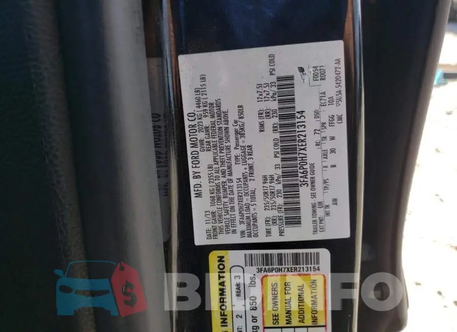 3FA6P0H7XER213154 Photo# 13