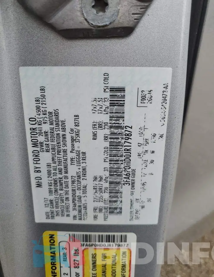 3FA6P0HD0JR179872 Photo# 12