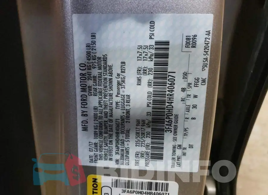 3FA6P0HD4HR406071 Photo# 12