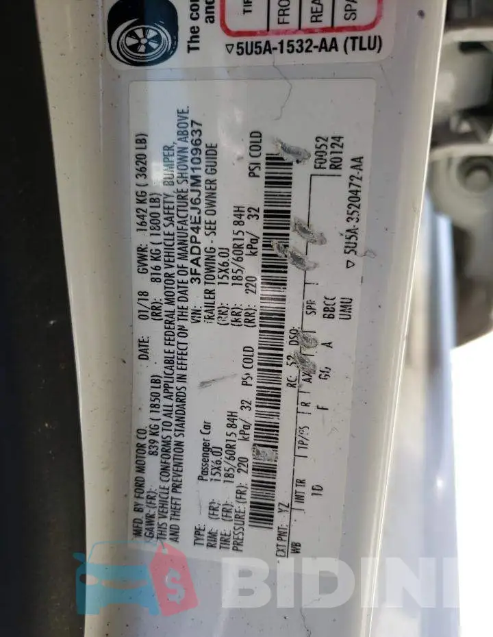 3FADP4EJ6JM109637 Photo# 12