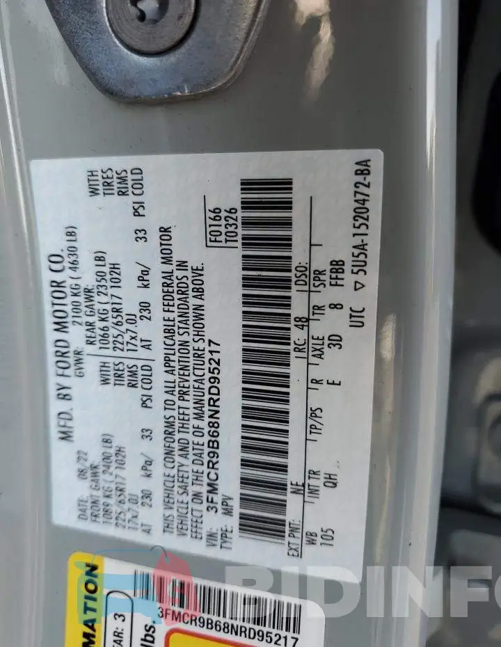 3FMCR9B68NRD95217 Photo# 12