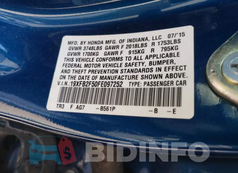 19XFB2F50FE097252 Photo# 12