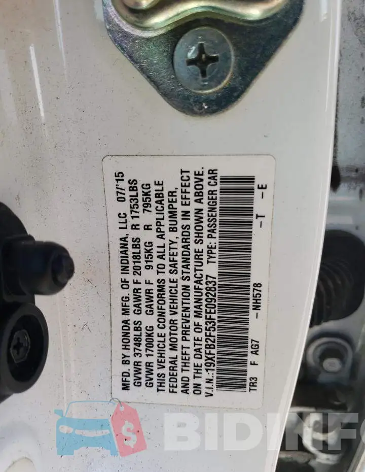 19XFB2F53FE092837 Photo# 12