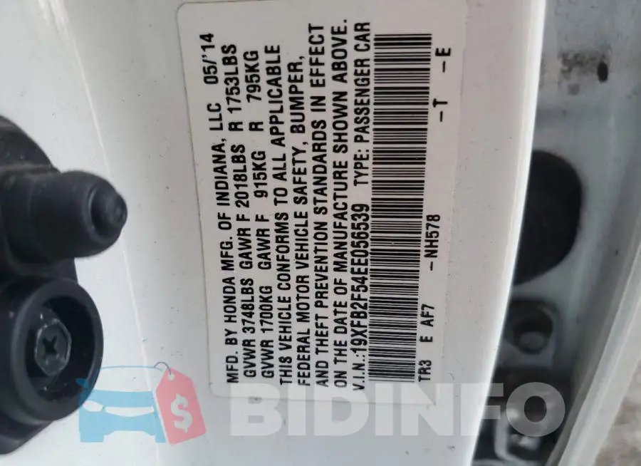 19XFB2F54EE056539 Photo# 12