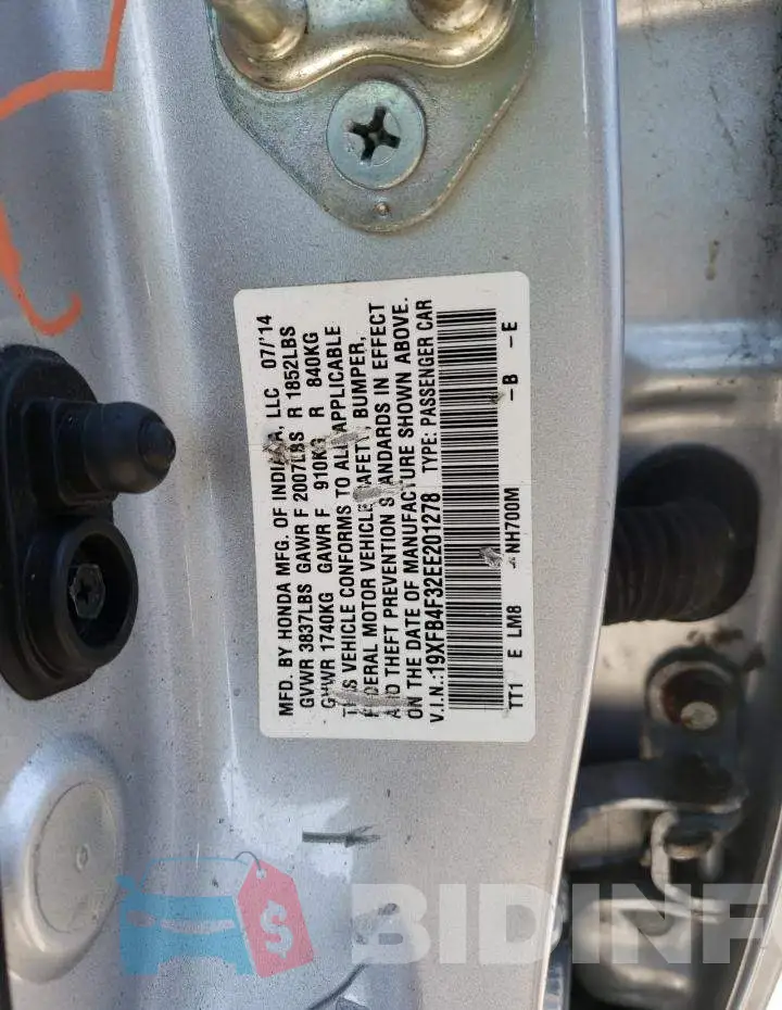 19XFB4F32EE201278 Photo# 13