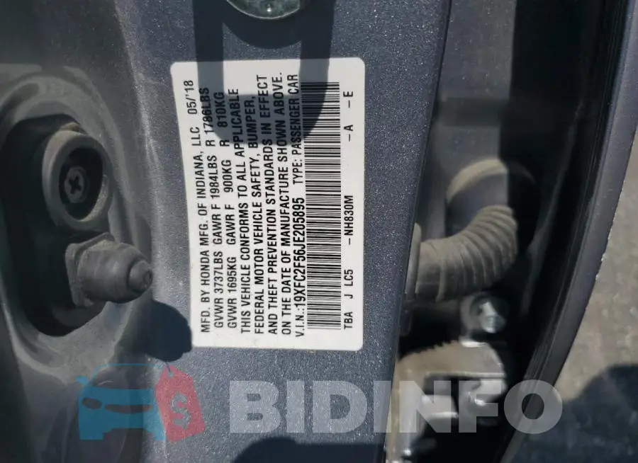 19XFC2F56JE205895 Photo# 12