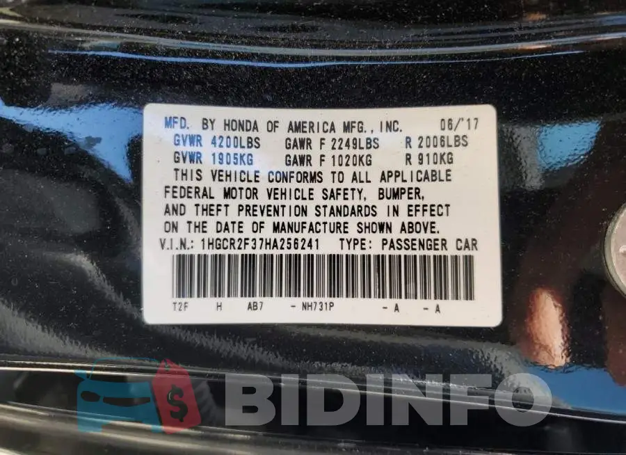 1HGCR2F37HA256241 Photo# 12