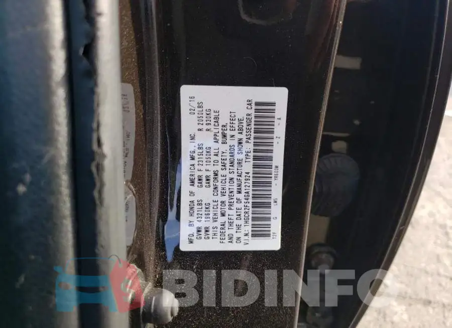 1HGCR2F54GA127924 Photo# 12