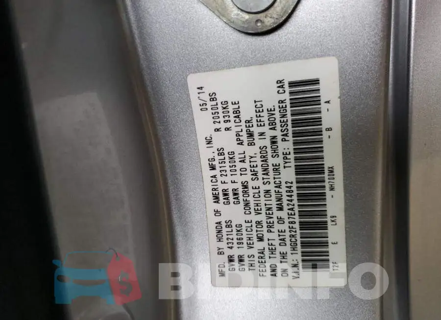 1HGCR2F87EA244842 Photo# 12