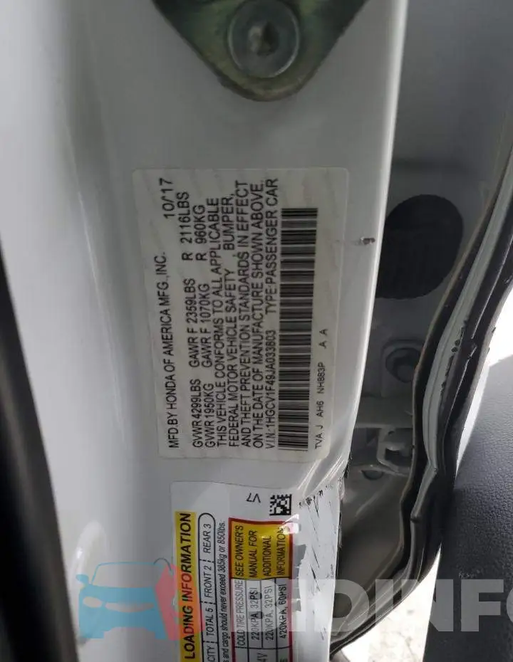 1HGCV1F49JA033803 Photo# 12