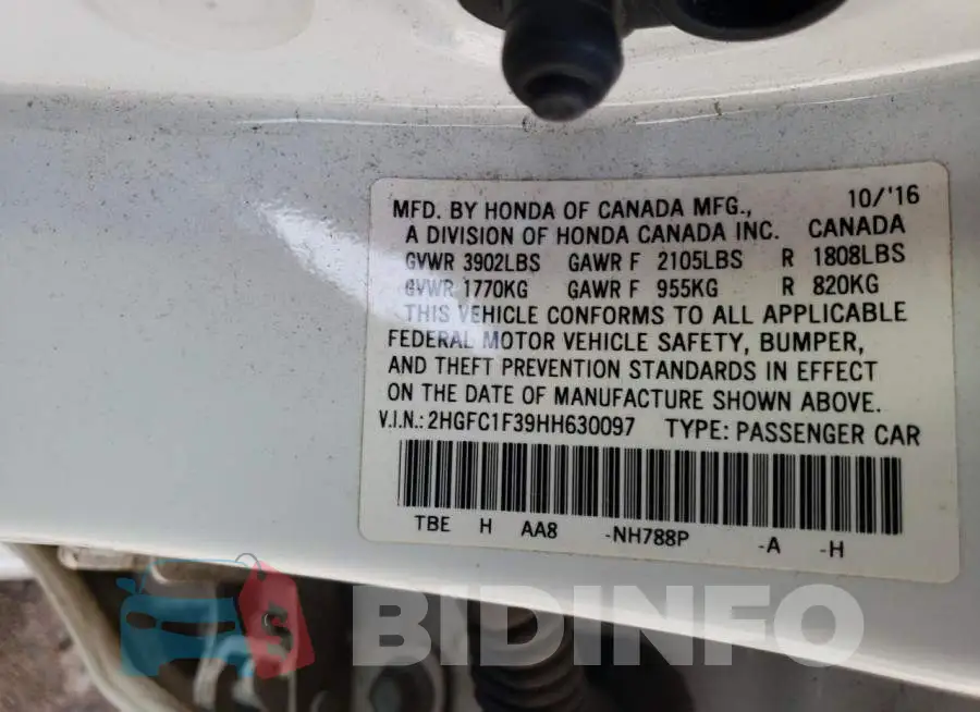 2HGFC1F39HH630097 Photo# 12