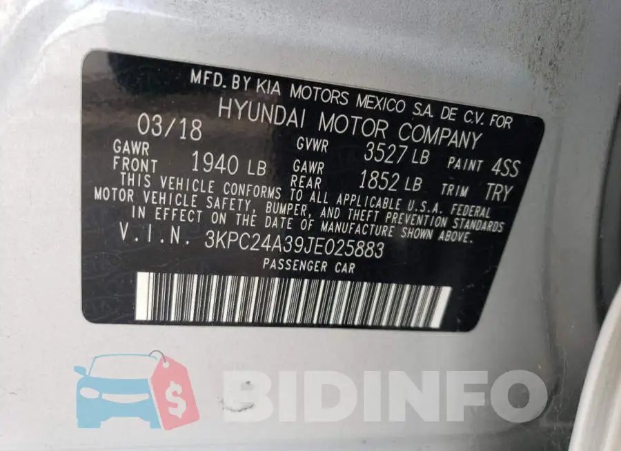 3KPC24A39JE025883 Photo# 12