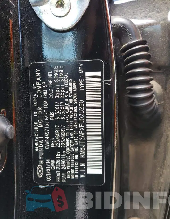 KM8JT3AFXFU025260 Photo# 13