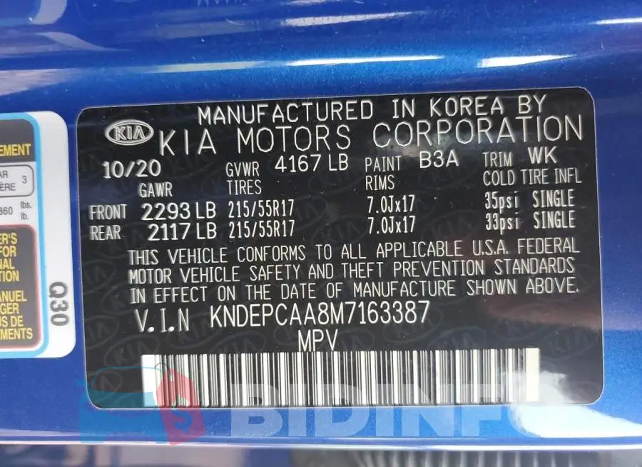 KNDEPCAA8M7163387 Photo# 13