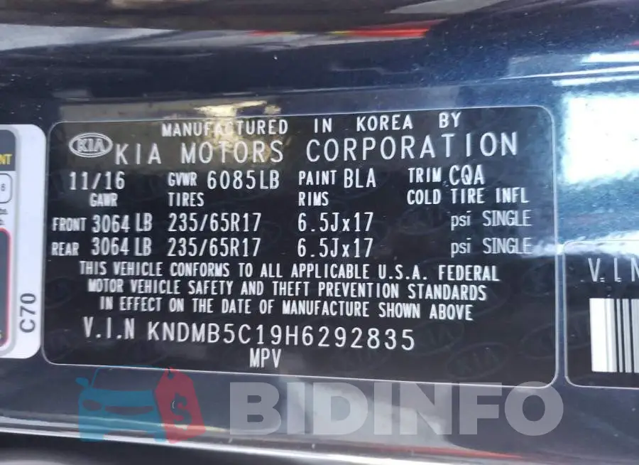 KNDMB5C19H6292835 Photo# 13