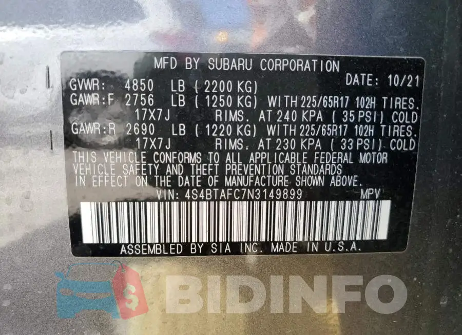 4S4BTAFC7N3149899 Photo# 14