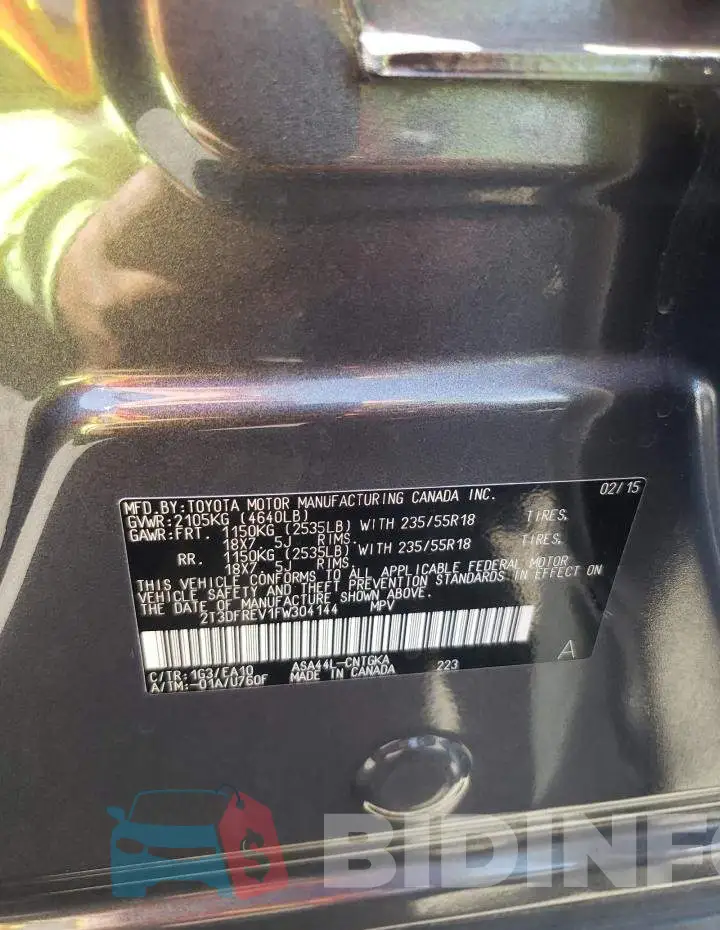 2T3DFREV1FW304144 Photo# 14