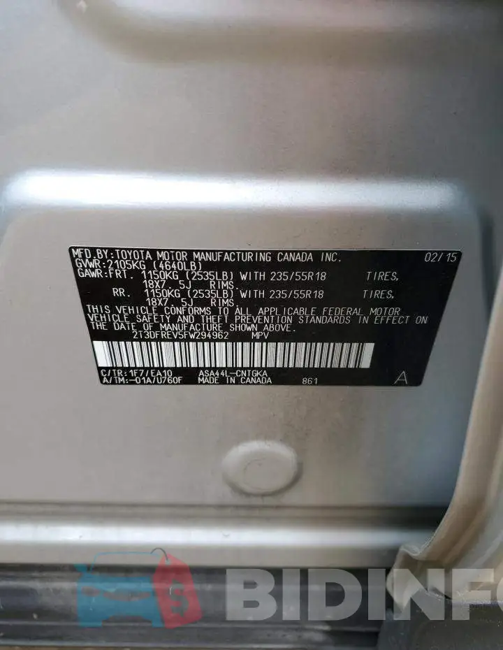 2T3DFREV5FW294962 Photo# 12