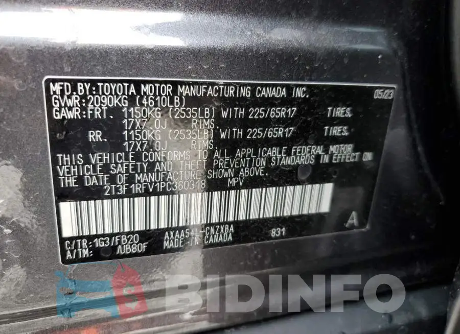 2T3F1RFV1PC360318 Photo# 13