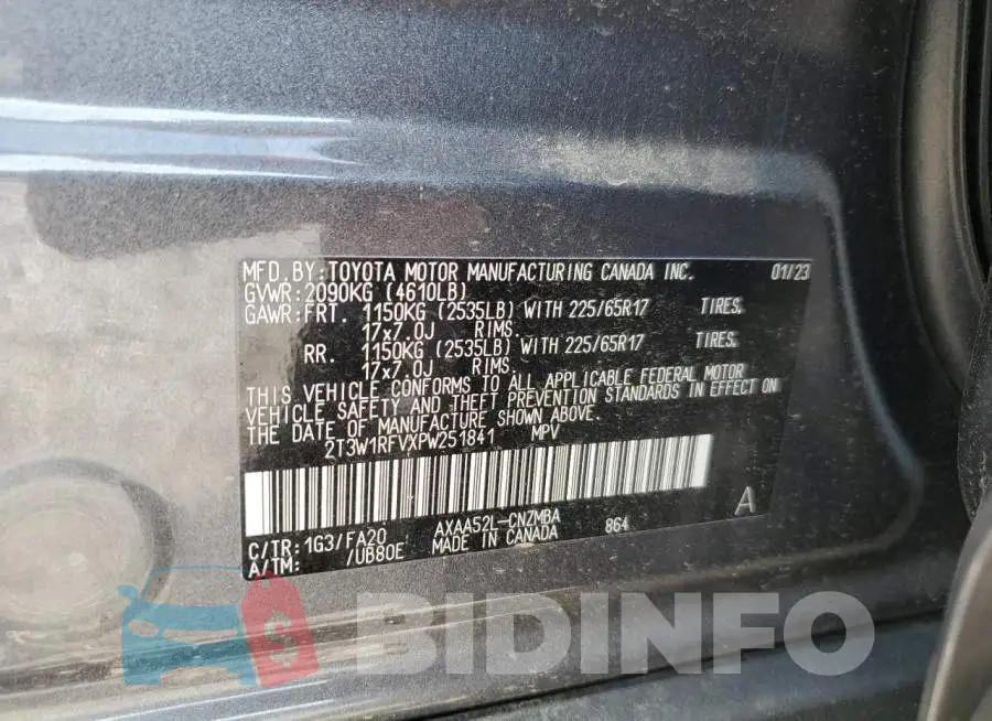 2T3W1RFVXPW251841 Photo# 12