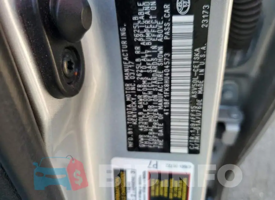 4T1BF1FK8HU404573 Photo# 13