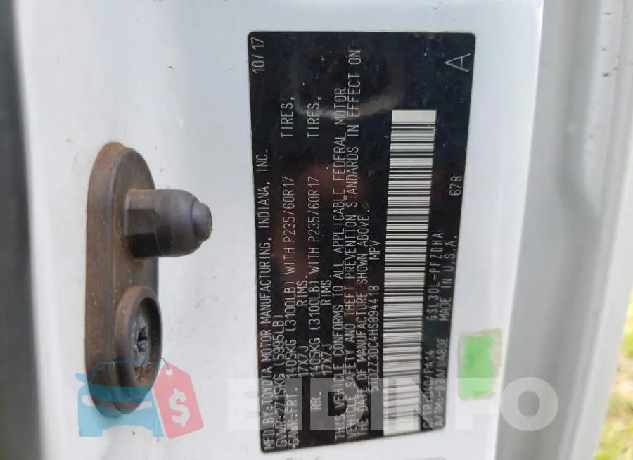 5TDZZ3DC4HS894418 Photo# 13