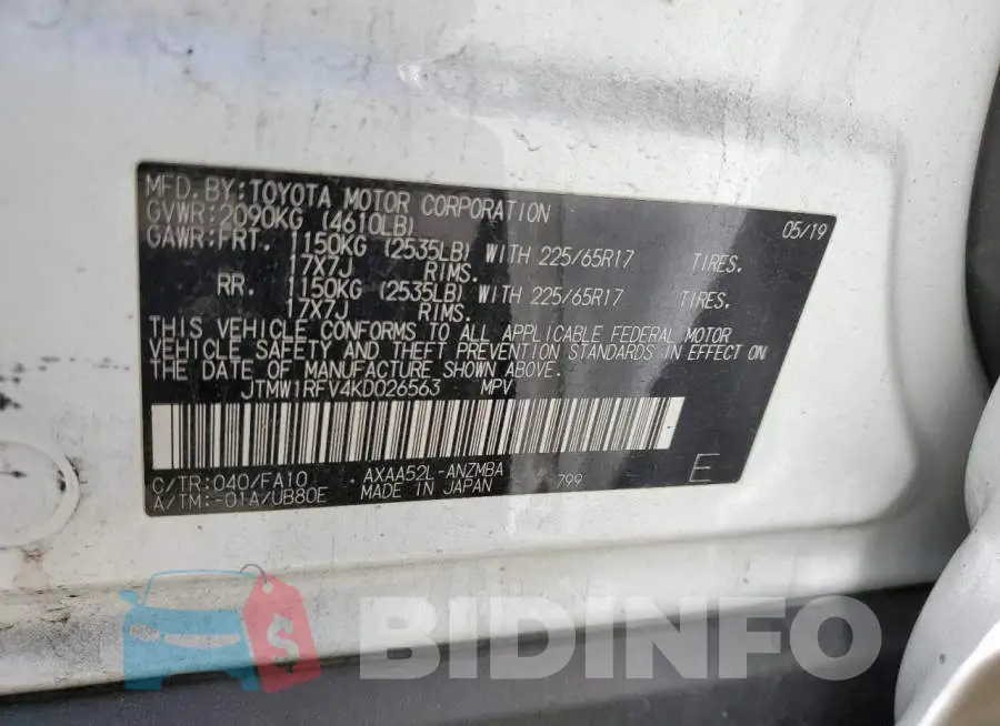 JTMW1RFV4KD026563 Photo# 13