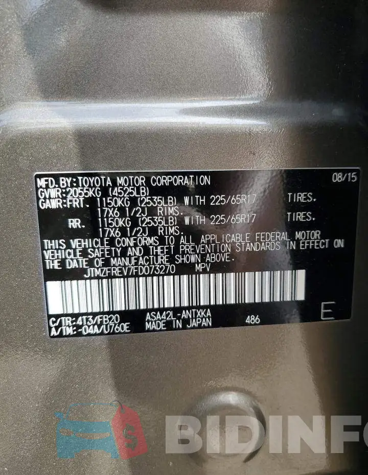 JTMZFREV7FD073270 Photo# 13